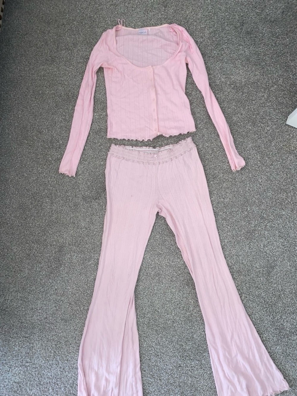 Pale Pink Ribbed Lounge set
